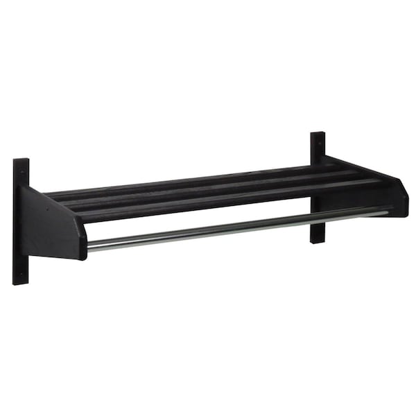 Palacedesigns 34 in. Oak Coat & Hat Rack - 1 in. Dia. Bar, Black PA3264168 - main